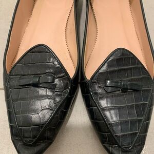 J. Crew Dark Green Croc-Embossed Flats Sz 7